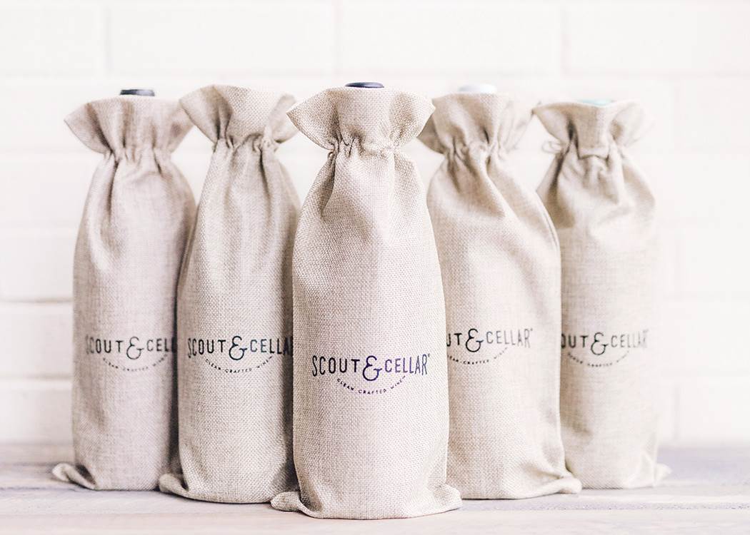Burlap Wine Bags Set of 5